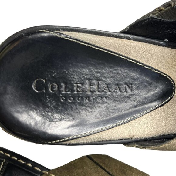 Cole Haan Womens Mules Clogs Leather Suede Khaki Slip On Size 8.5 B - Picture 12 of 13